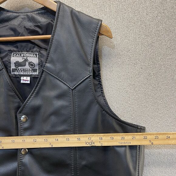Vintage California Leather Creations Genuine Leather Motorcycle Vest Size 46 - Picture 5 of 9